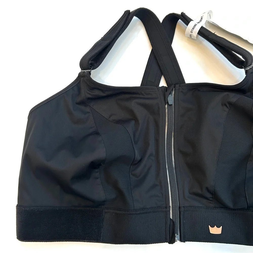 NWT SheFit Ultimate Sports Bra High Impact Black Adjustable Bra, Size 6Luxe 6X